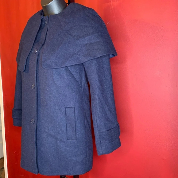 H&M Navy Wool Blend Coat Size 4 - Picture 3 of 7